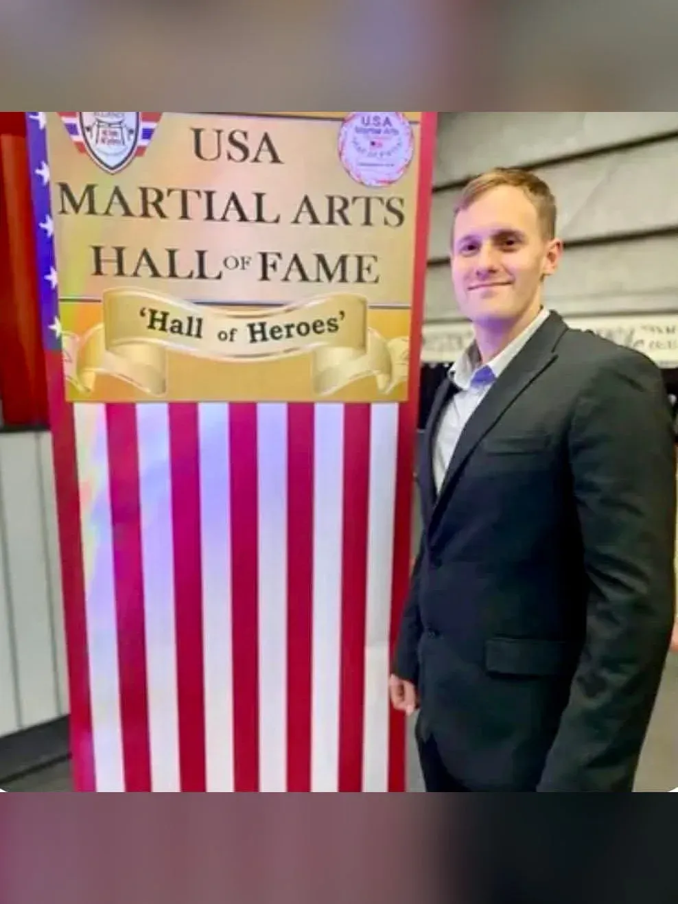 Cameron Davis, head instructor and owner of Davis Martial Arts & Fitness, at the USA Martial Arts Hall of Fame 'Hall of Heroes' event